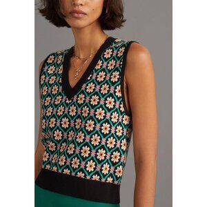 Maeve Jacquard Floral Knit Sweater Vest